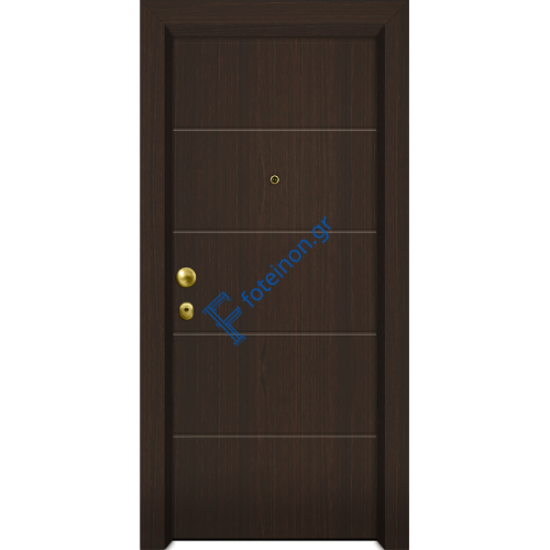 Πόρτα Ασφαλείας Laminate Nexus μονής θωράκισης με σχέδιο έξω P503,μεσα επίπεδη, χρώμα wenge 86.5*209, λαμπάς 13, εξαρτήματα inox
