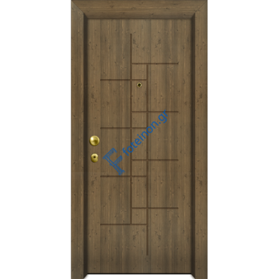 Πόρτα Ασφαλείας Laminate Nexus 16 σημείων ασφαλείας μονής θωράκισης με σχέδιο έξω P516 και σε 6 άτοκες δόσεις (Λαμπάς 24cm)
