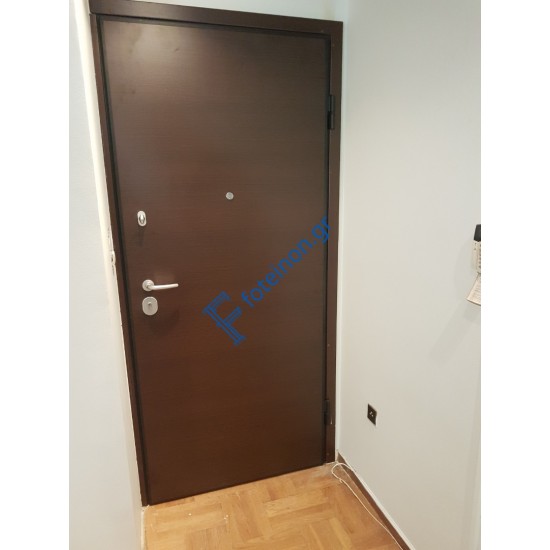 Πόρτα Ασφαλείας Laminate Nexus μονής θωράκισης με σχέδιο έξω P503,μεσα επίπεδη, χρώμα wenge 86.5*209, λαμπάς 13, εξαρτήματα inox