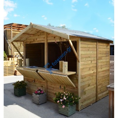 Ξύλινο περίπτερο kiosk market 240x180εκ