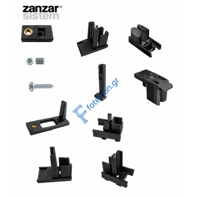 Σετ Εξαρτημάτων για σίτα πλισέ (plisse) 22mm – Μαύρο Zanzar 