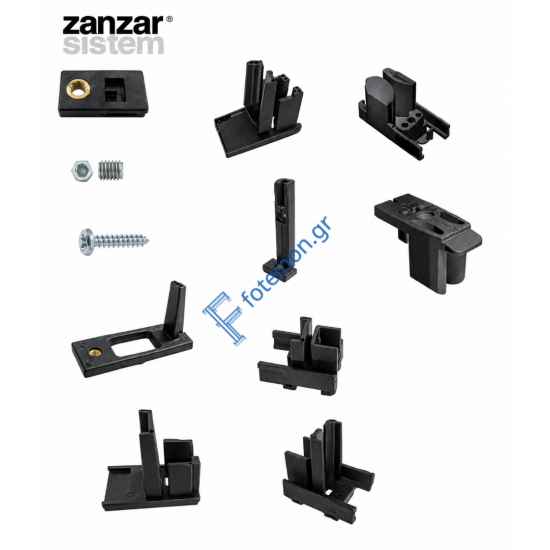 Σετ Εξαρτημάτων για σίτα πλισέ (plisse) 22mm – Μαύρο Zanzar 