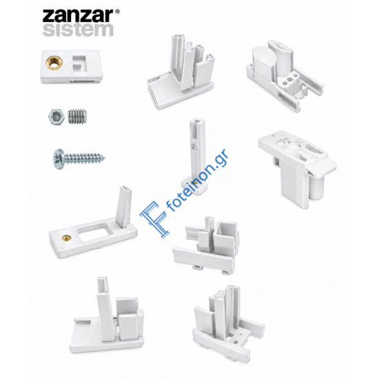 Σετ Εξαρτημάτων για σίτα πλισέ (plisse) 22mm – Λευκό Zanzar 