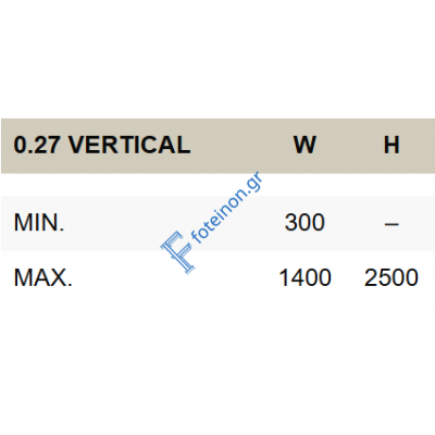 Σίτα Πλισέ (Plise) κάθετη 27mm έτοιμη κομμένη στα μέτρα σας made in Italy Zanzar