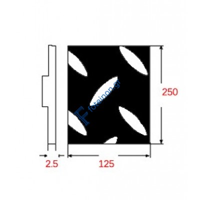 Λαμαρίνα Κριθαράκι Σιδήρου Μαύρη 1250x2500x2.5mm
