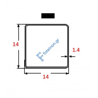 Στραντζαριστό 14x14x1.4mm Μαύρο ενισχυμένου τύπου 5m