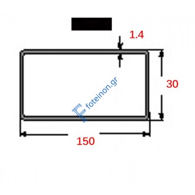 Στραντζαριστό 150x30x1.4mm Μαύρο ενισχυμένου τύπου 5m