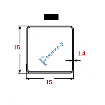 Στραντζαριστό 15x15x1.4mm Μαύρο ενισχυμένου τύπου 5m