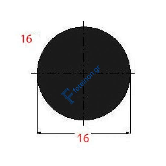 Μασίφ Στρογγυλό Μαύρο 16x16 6m (Φ16)