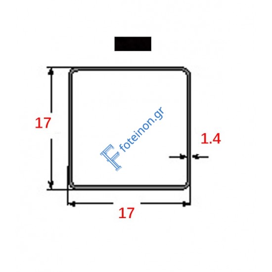 Στραντζαριστό 17x17x1.4mm Μαύρο ενισχυμένου τύπου 5m