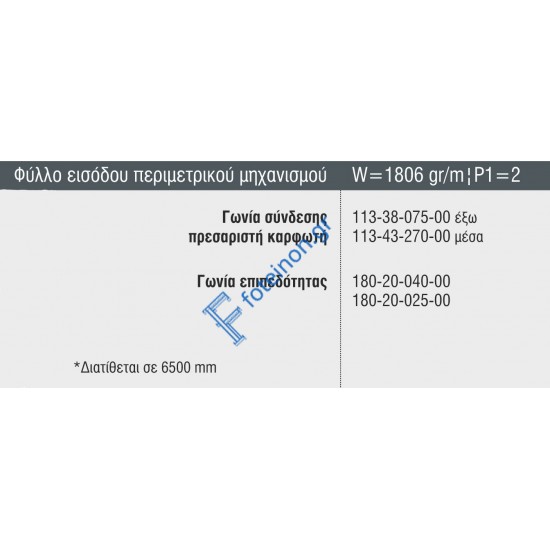 Φύλλο Εισόδου Περιμετρικού Μηχανισμού M19730 σειράς Μ9660 Smartia Alumil 6.5m σε χρώμα λευκό 9016