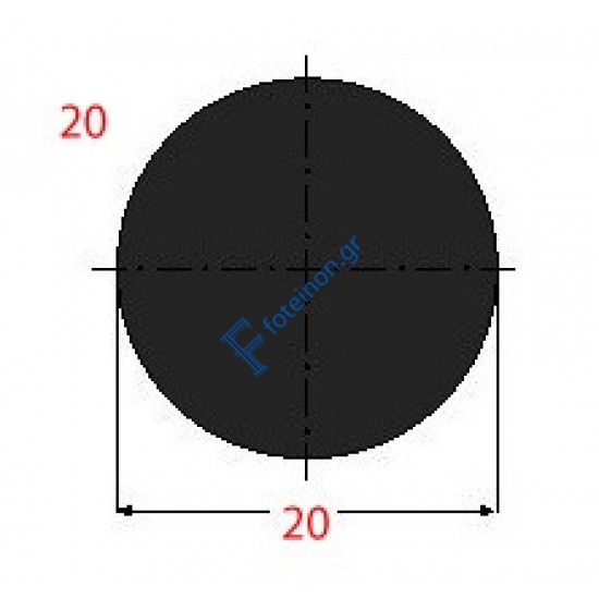 Μασίφ Στρογγυλό Μαύρο 20x20 6m (Φ20)