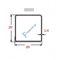 Στραντζαριστό 20x20x1.4mm Γαλβανιζέ ενισχυμένου τύπου 5m