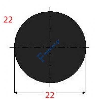 Μασίφ Στρογγυλό Μαύρο 22x22 6m (Φ22)