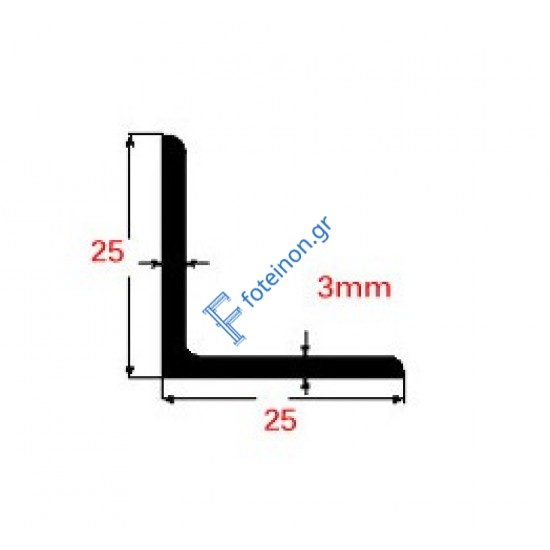 Γωνία 25x25x3mm Μαύρο 6m