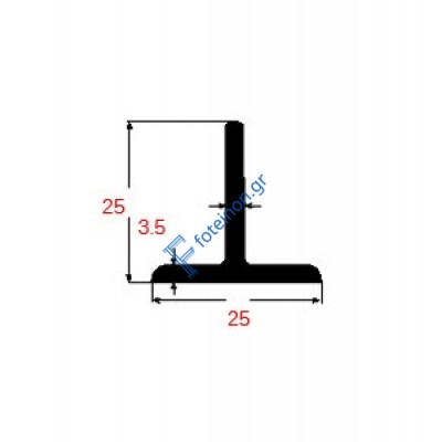 Ταύ Μαύρο 25x25x3mm 6m