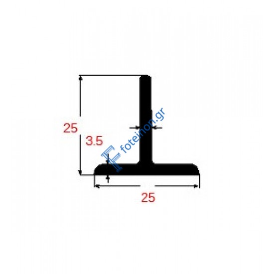 Ταύ Μαύρο 25x25x3mm 6m