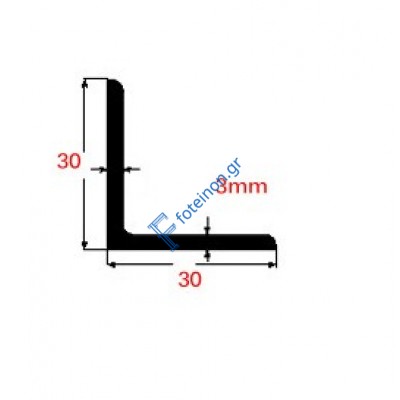 Γωνία Μαύρο 30x30x3mm 6m