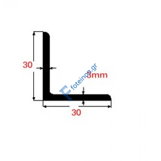 Γωνία Μαύρο 30x30x3mm 6m