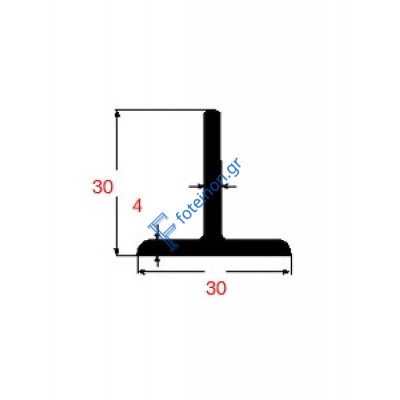 Ταύ Μαύρο 30x30x4mm 6m