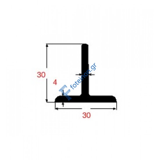 Ταύ Μαύρο 30x30x4mm 6m