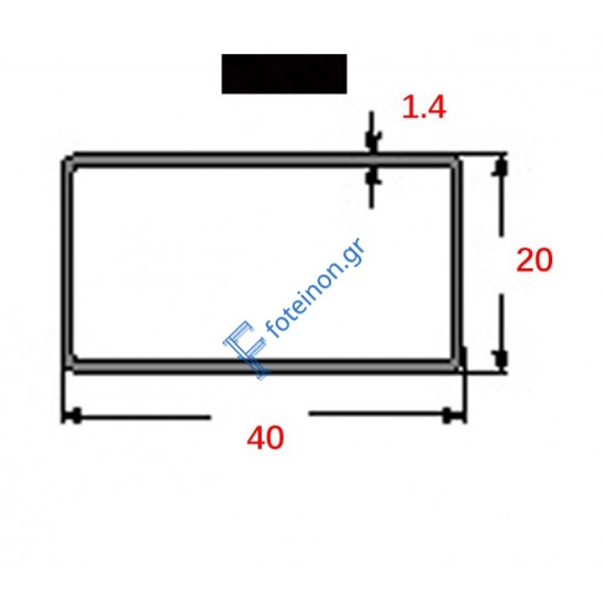 Στραντζαριστό 40x20x1.4mm Μαύρο ενισχυμένου τύπου 5m