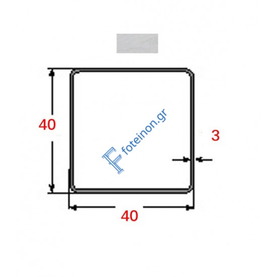 Κοιλοδοκός 40x40x3mm Γαλβανιζέ 6m