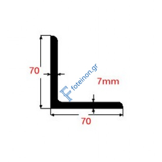 Γωνία Μαύρη 70x70x7mm 6m