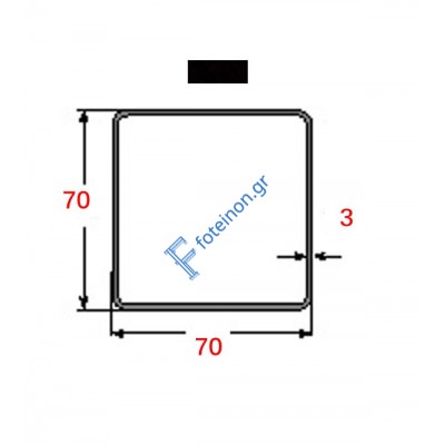 Κοιλοδοκός 70x70x3mm Μαύρος 6m