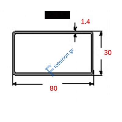 Στραντζαριστό 80x30x1.4mm Μαύρο ενισχυμένου τύπου 5m