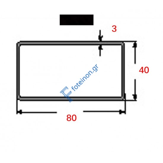 Κοιλοδοκός 80x40x3mm Μαύρος 6m