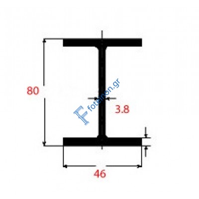 Ητα IPE Μαύρο 80x46x3.8mm 6m