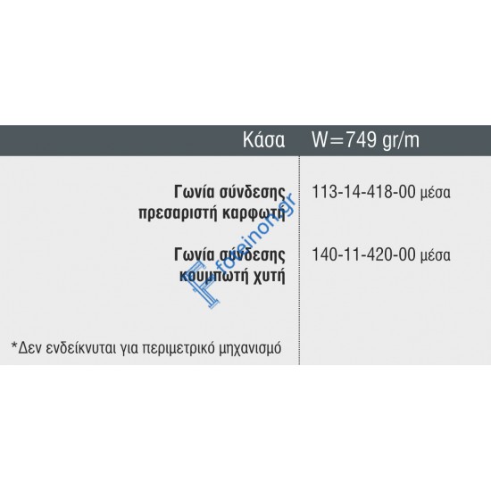 Κάσα M9300 σειράς Μ9400 Comfort Alumil 6m σε χρώμα λευκό 9016