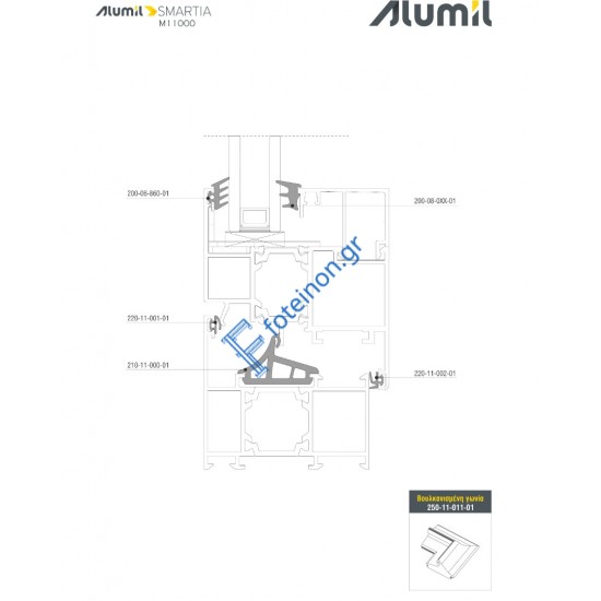 Φύλλο European Groove M11438 σειράς Μ11000 Smartia Alumil 6,5m σε χρώμα λευκό 9016