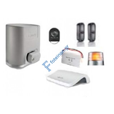 Μοτέρ συρόμενης γκαραζόπορτας έως 300kgr Somfy Elixo Smart 300 και Conexoon io για έλεγχο της αυλόπορτας από κινητό(Με πλακέτα-κωδ.1216413, 2τηλεκοντρόλ,1 μπαταρία,1 φάρο,1 ζευγάρι φωτοκύτταρα4m κρεμαγιέρα-κωδ.9011069)