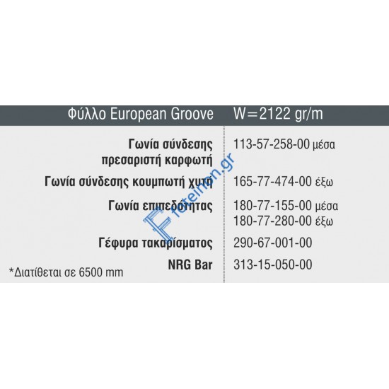 Φύλλο εισόδου European Groove S67552 σειράς S67 Smartia Alumil 6m σε χρώμα λευκό 9016