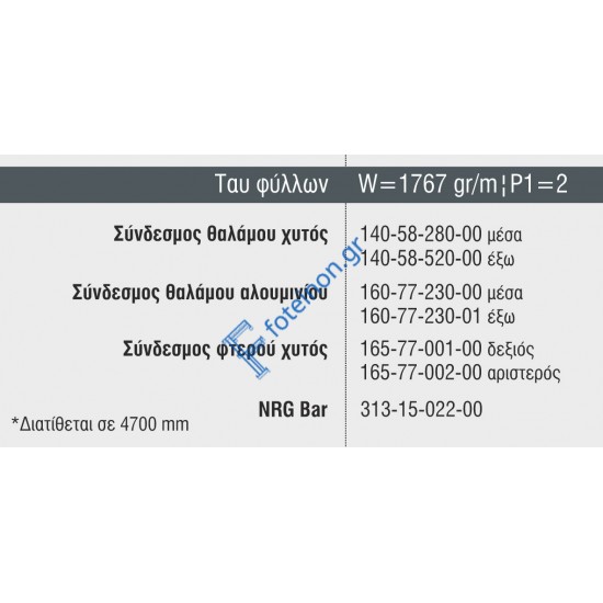 Ταυ φύλλων S67566 σειράς S67 Smartia Alumil 4,7m σε χρώμα λευκό 9016
