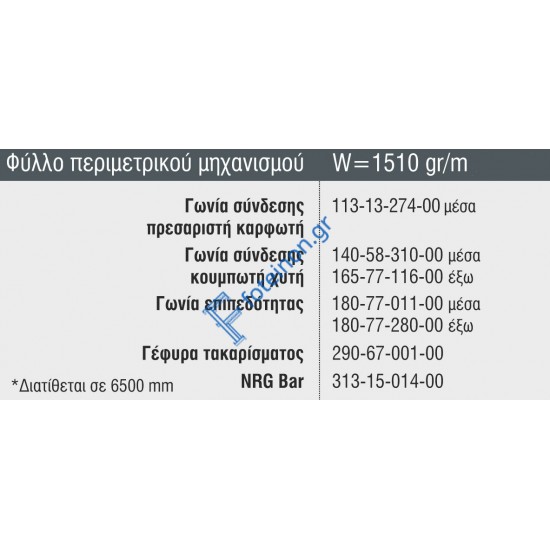 Φύλλo Ανοιγόμενο Περιμετρικού Μηχανισμού S67976 σειράς S67 Smartia Alumil 6m σε χρώμα λευκό 9016