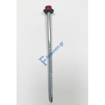 Βίδα αυτοδιάτρητη με ροδέλα για στήριξη πάνελ πάνω σε ξύλο 6*140 χρώμα κόκκινο