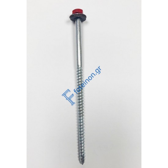 Βίδα αυτοδιάτρητη με ροδέλα για στήριξη πάνελ πάνω σε ξύλο 6*140 χρώμα κόκκινο