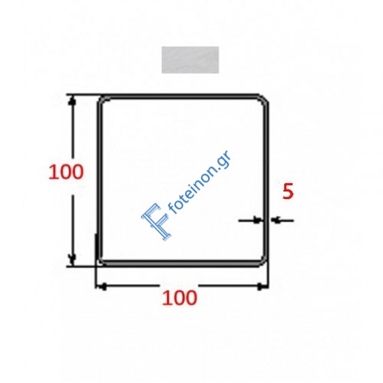 Κοιλοδοκός 100x100x5mm Γαλβανιζέ 6m