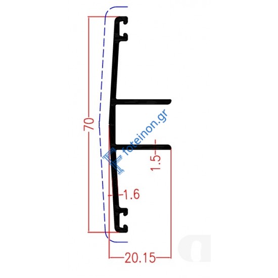 Προφίλ πολυκαρβονικού σε χρώμα λευκό 9016 M4297