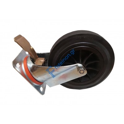 Ρόδα περιστρεφόμενη με φρένο γαλβανισμένη Φ20mm QT