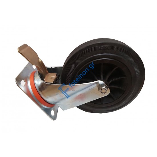 Ρόδα περιστρεφόμενη με φρένο γαλβανισμένη Φ20mm QT