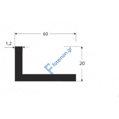 Γωνία G60x20x1.2 Λευκή 9016 6m 