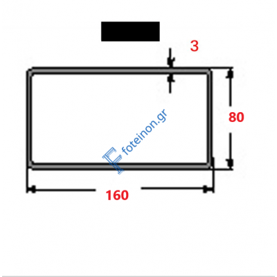 Κοιλοδοκός 160x80x3mm Μαύρος 6m