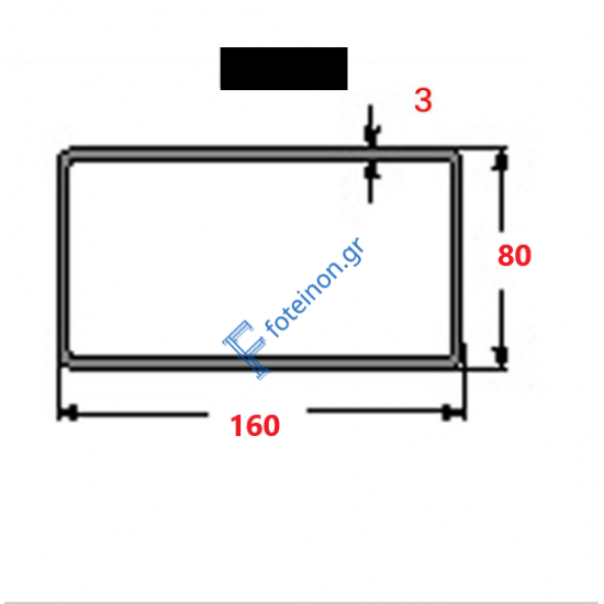 Κοιλοδοκός 160x80x3mm Μαύρος 6m