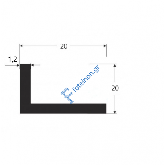 Γωνία G20x20x1.2 σε χρώμα 9016 5m