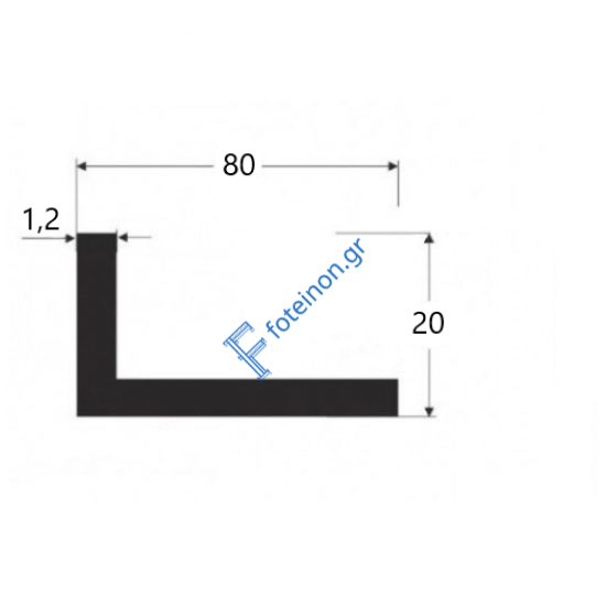 Γωνία G80x20x1.2 σε χρώμα λευκό 9016 5m
