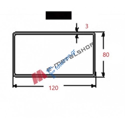 Κοιλοδοκός 120x80x3mm Μαύρος 6m